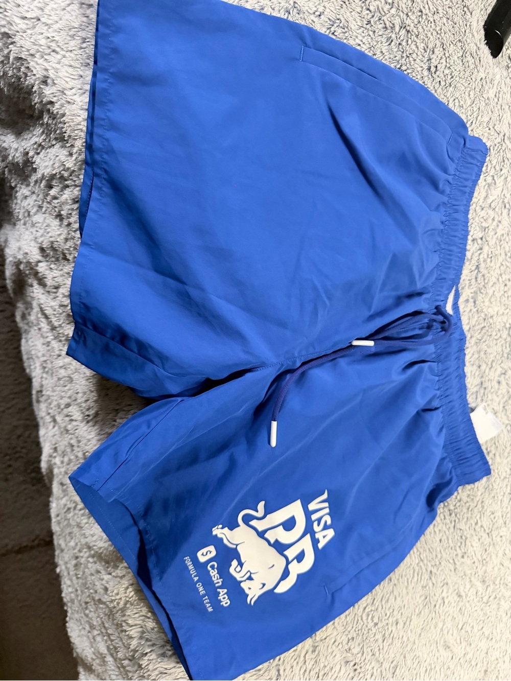 HUGO Royal Blue Athletic Swim Shorts with White Logo